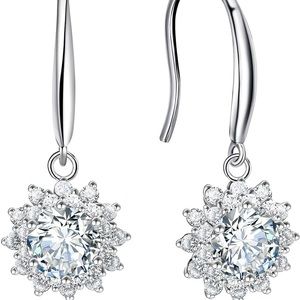 ABSOLUTE Moissanite French Wire Earrings for Womens S925 Sterling Silver 2Ct NWT